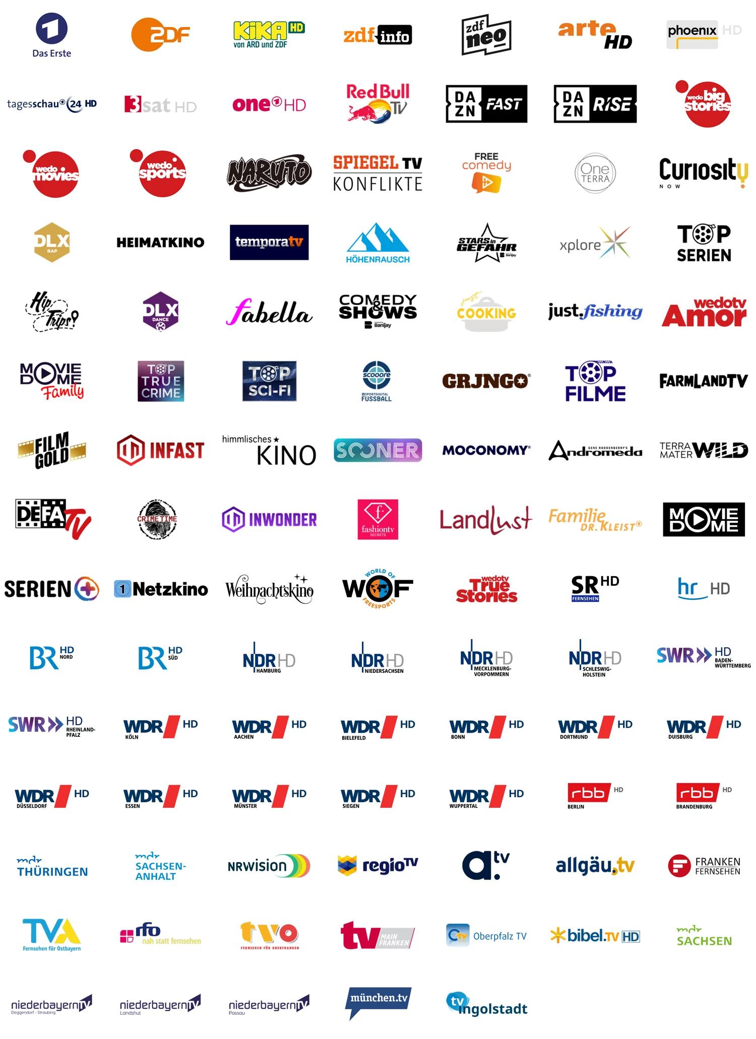 logos verschiedener sender in hd qualitaet
