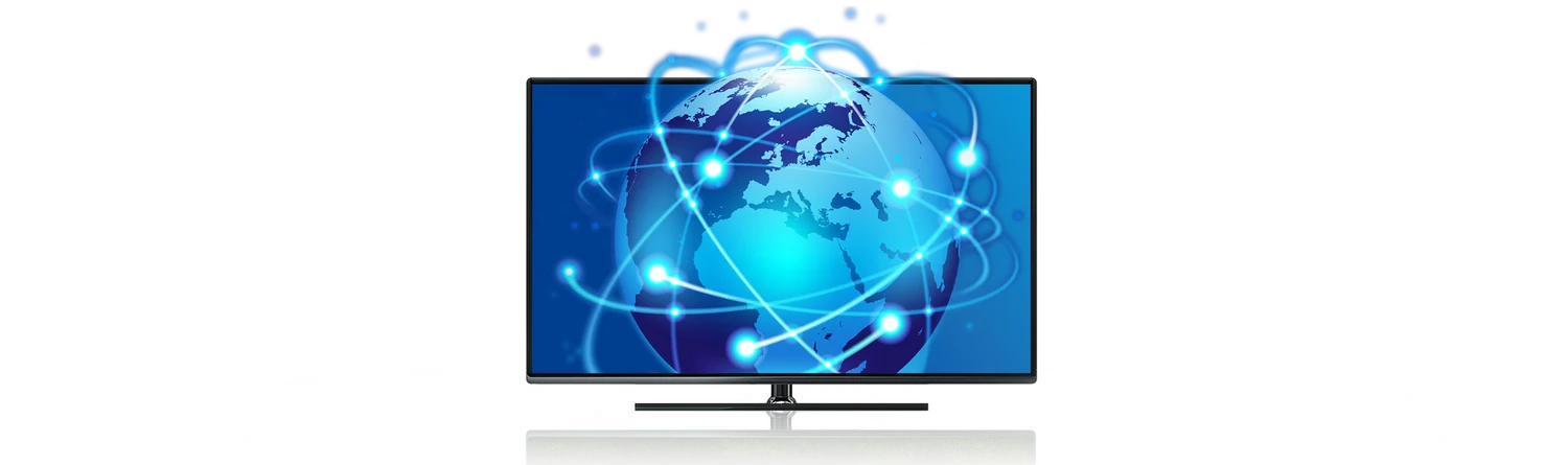 tv mit blauer weltkugel