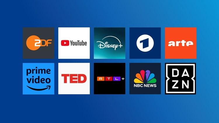 verschiedene logos von tv sendern und streamingdiensten