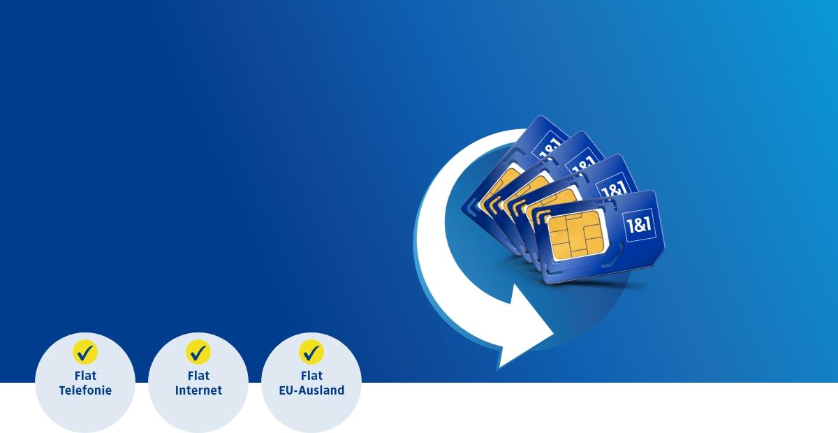 faecher aus vier simkarten mit weissem p | 1&1 faecher aus vier simkarten mit weissem p