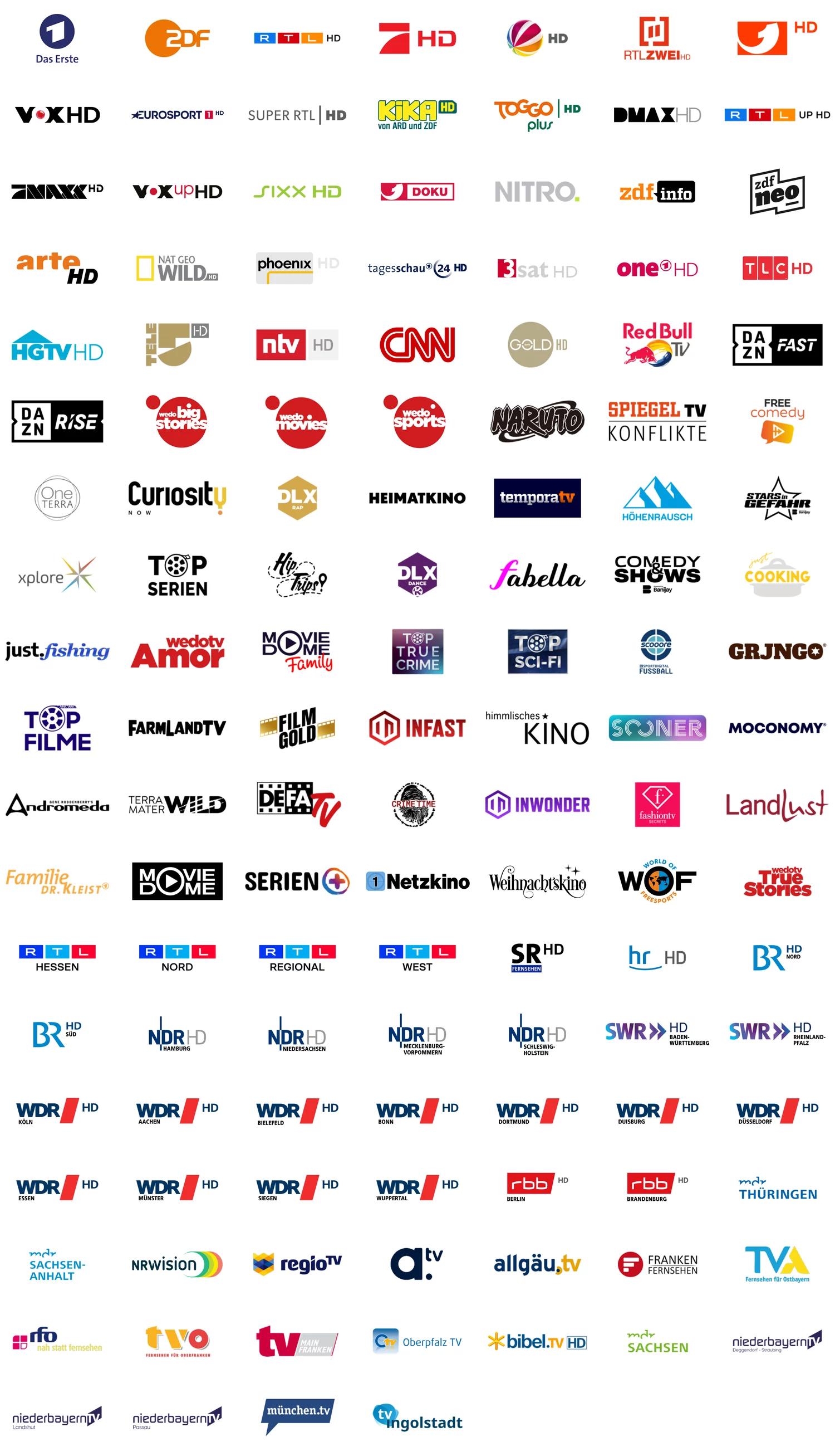 logos verschiedener sender in hd qualitaet