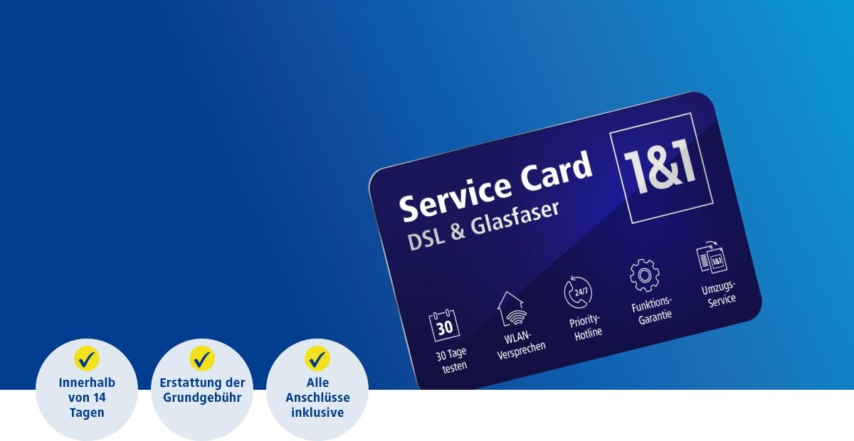 service card auf blauem verlauf